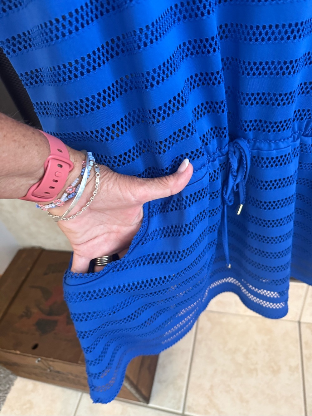 Calvin Klein Bright Blue Open-Knit V-Neck Cover-Up - Picture 4 of 6